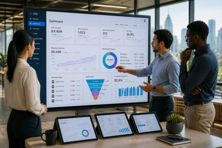 Équipe comparant des solutions CRM