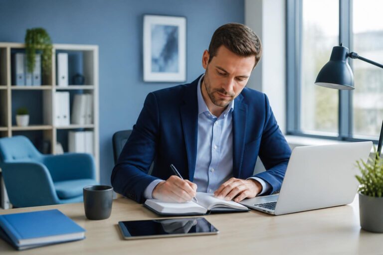 Professionnel organisant son temps de travail avec des outils simples