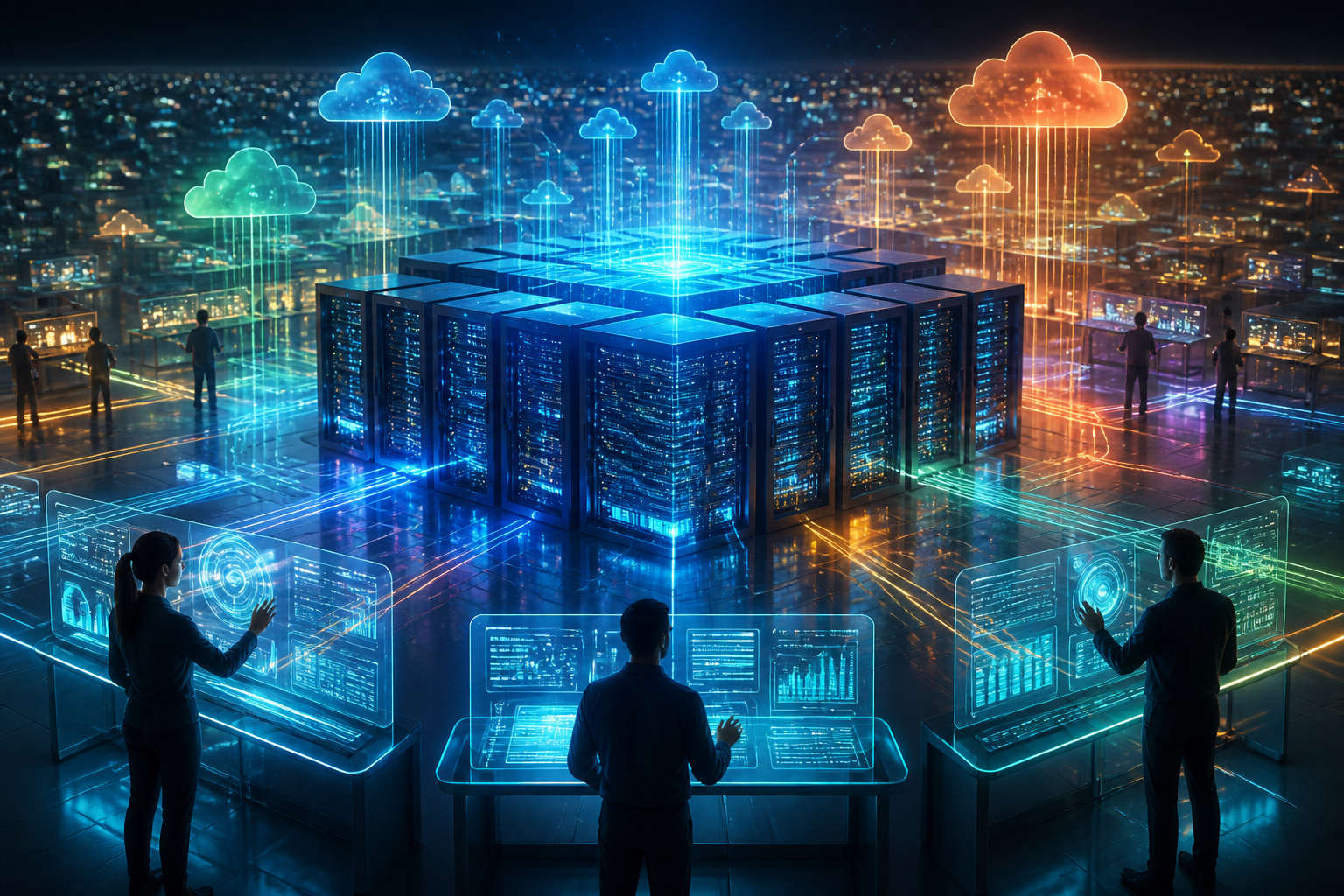 Centre de donnees cloud futuriste